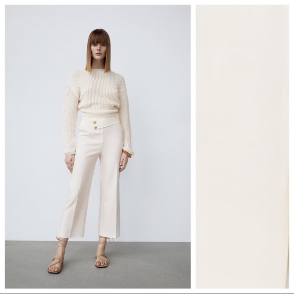 🦋 Bloggers’ Favorite 🦋 Zara Ecru Buttoned Pants Size L - Picture 3 of 16